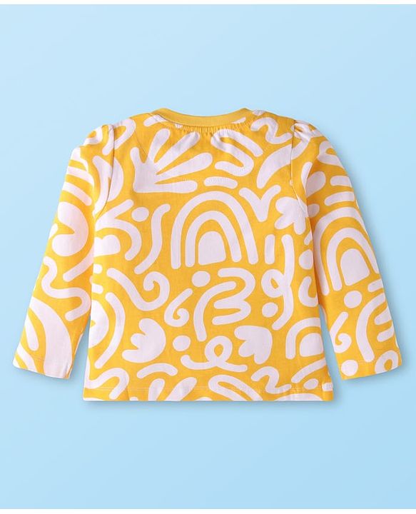 Babyhug Cotton Knit Full Sleeves Printed Night Suit - Yellow