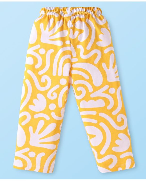 Babyhug Cotton Knit Full Sleeves Printed Night Suit - Yellow
