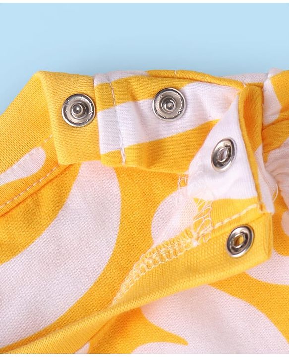 Babyhug Cotton Knit Full Sleeves Printed Night Suit - Yellow