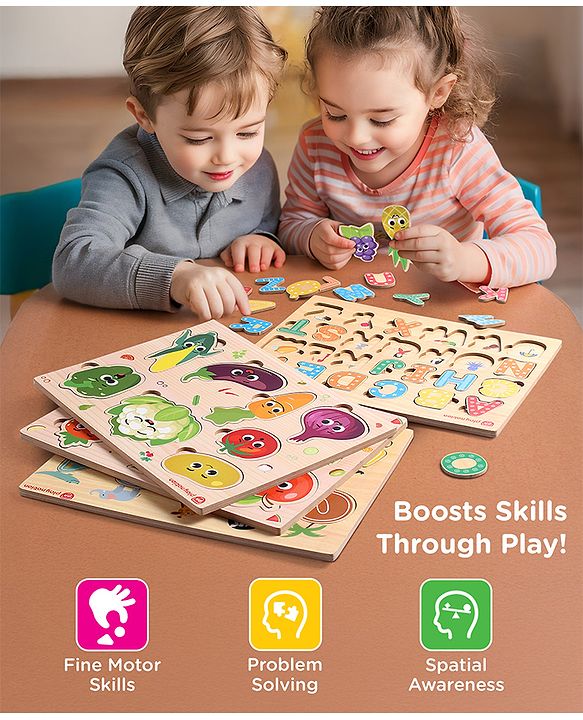 Play Nation Wooden Educational Puzzles Set of 4 | Alphabets