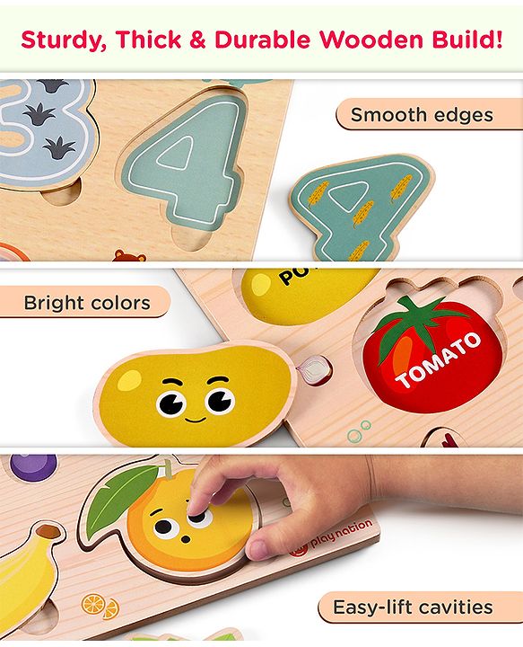 toys by nature プレイベース　2枚セット Play Nation Wooden Educational Puzzles Set of 4 | Alphabets