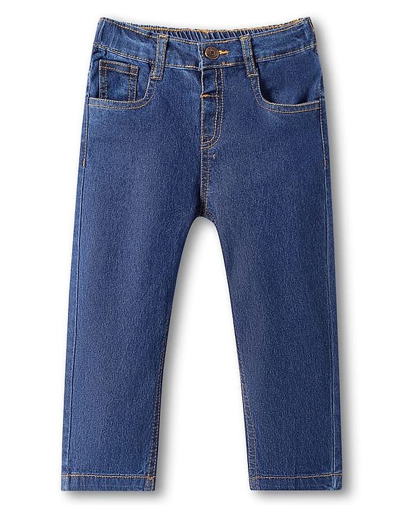 Babyhug Full Length Washed Denim Jeans with Stretch - Dark Blue