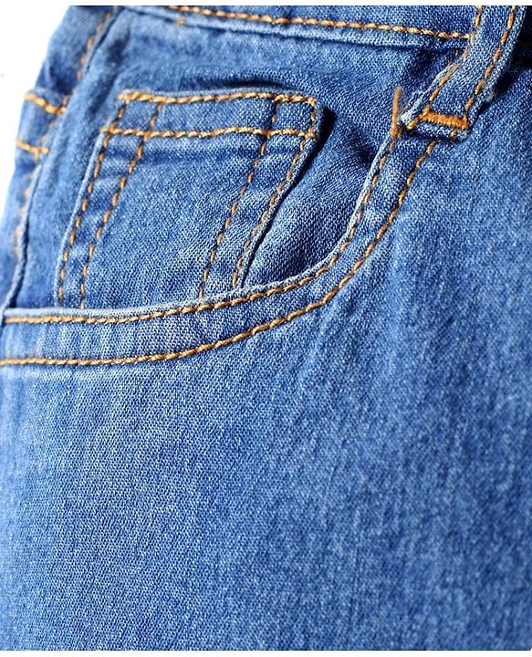 Babyhug Full Length Washed Denim Jeans with Stretch - Medium Blue