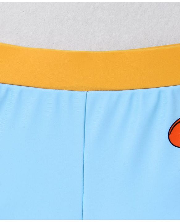 Babyhug Swimming Trunk with Cap Giraffe Print - Light Blue