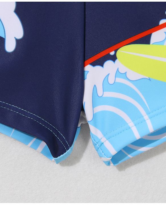 Babyhug Swimming Trunk with Cap Dino Print - Navy Blue