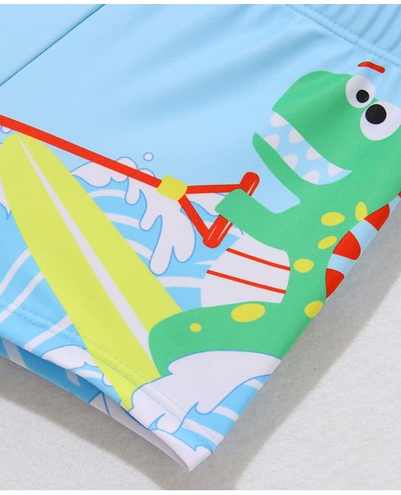 Babyhug Swimming Trunk with Cap Dino Print - Navy Blue