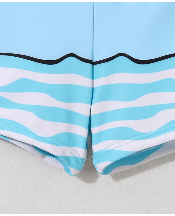 Babyhug Swimming Trunk with Cap Dolphin Print - Light Blue