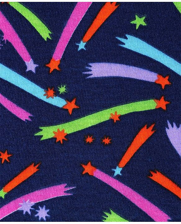 Pine Kids Single Jersey Knit Half Sleeves Night Suit with Star Print - Navy Blue