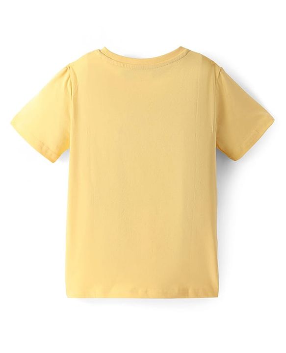 Pine Kids Single Jersey Knit Half Sleeves Night Suit with Robot Print - Yellow & Blue