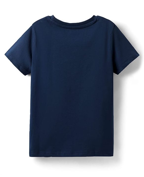 Pine Kids Single Jersey Knit Half Sleeves Night Suit with Space  Print - Navy Blue