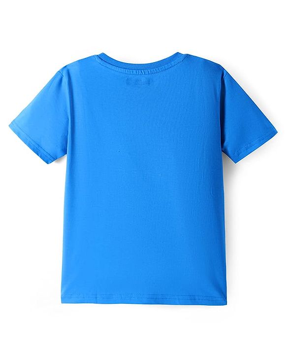 Pine Kids Single Jersey Knit Half Sleeves Night Suit with Skating Print - Blue
