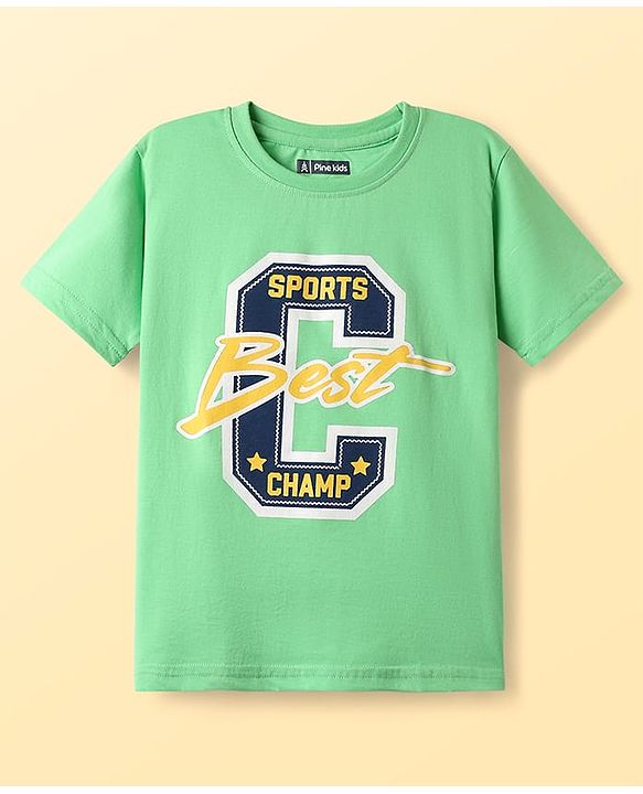 Pine Kids Cotton Knit Half Sleeves T-Shirts With Game Over Text Print Pack Of 5 - Red Light Green & White