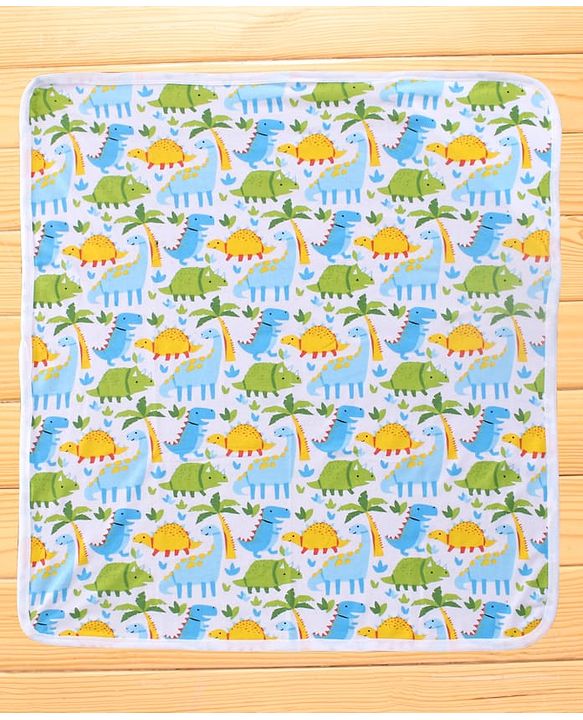 Babyhug Terry Woven Hooded Wrapper with Jungle Theme Print  L 76 x B 76 cm - White