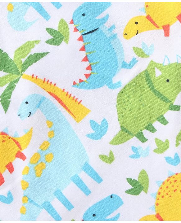 Babyhug Terry Woven Hooded Wrapper with Jungle Theme Print  L 76 x B 76 cm - White