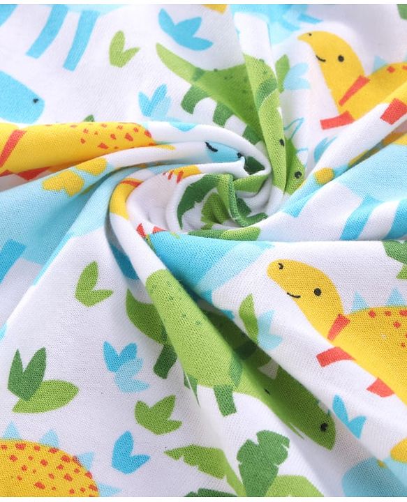 Babyhug Terry Woven Hooded Wrapper with Jungle Theme Print  L 76 x B 76 cm - White