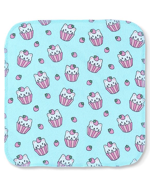 Babyhug Cotton Knit Wash Cloths With Floral & Fruit Print Pack of 6 L 27 x B 25 cm - Multicolour