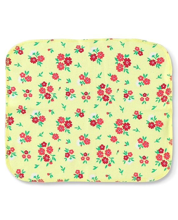 Babyhug Cotton Knit Wash Cloths With Floral & Fruit Print Pack of 6 L 27 x B 25 cm - Multicolour