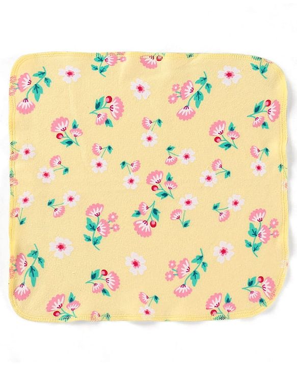 Babyhug Cotton Knit Wash Cloths With Floral & Fruit Print Pack of 6 L 27 x B 25 cm - Multicolour