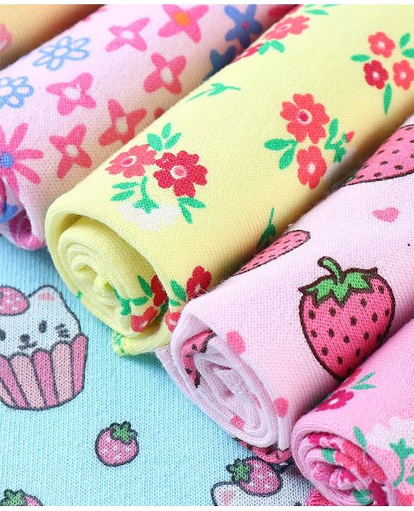 Babyhug Cotton Knit Wash Cloths With Floral & Fruit Print Pack of 6 L 27 x B 25 cm - Multicolour