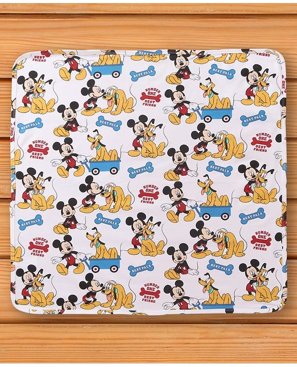Babyhug Interlock Knit Hooded Bath Towel with Mickey Mouse Graphics L 76 x B 36 cm Pack of 2 - Red & White