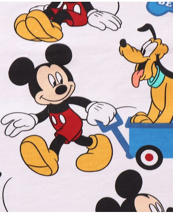 Babyhug Interlock Knit Hooded Bath Towel with Mickey Mouse Graphics L 76 x B 36 cm Pack of 2 - Red & White