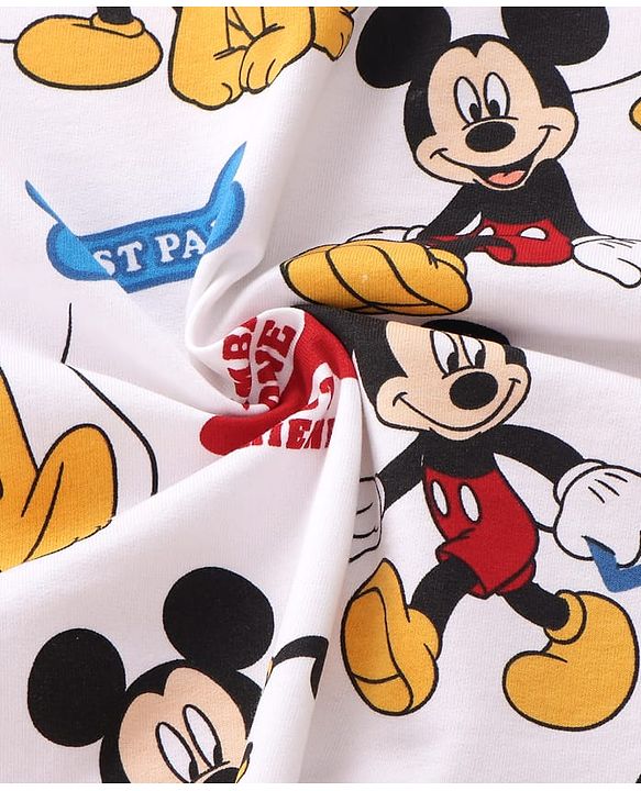 Babyhug Interlock Knit Hooded Bath Towel with Mickey Mouse Graphics L 76 x B 36 cm Pack of 2 - Red & White