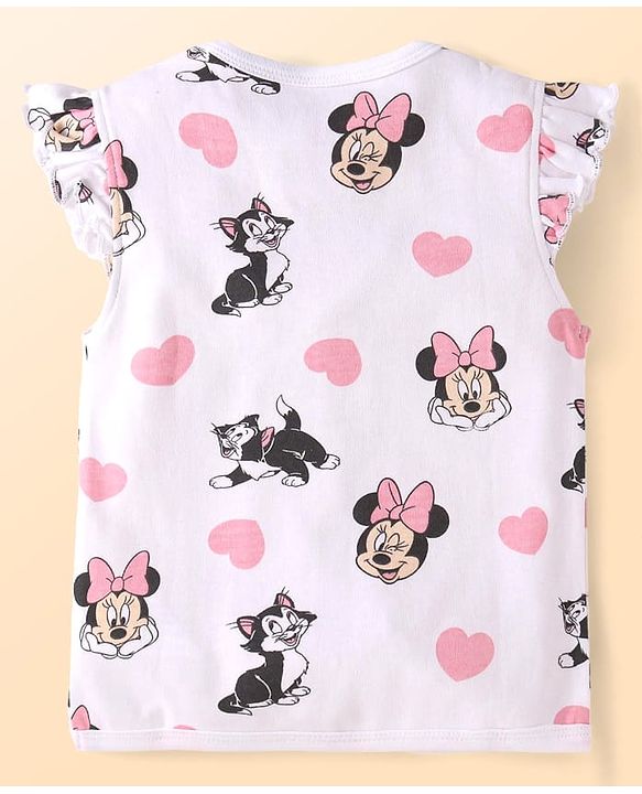 Babyhug Disney Interlock Knit Frill Sleeves Jhablas with Minnie Mouse Graphics Pack of 3 - Pink White & Light Blue