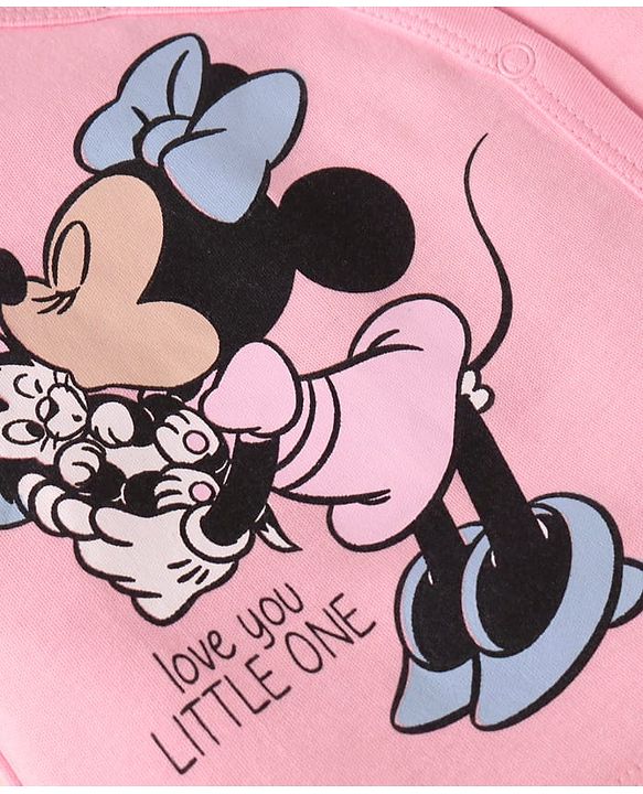 Babyhug Disney Interlock Knit Frill Sleeves Jhablas with Minnie Mouse Graphics Pack of 3 - Pink White & Light Blue