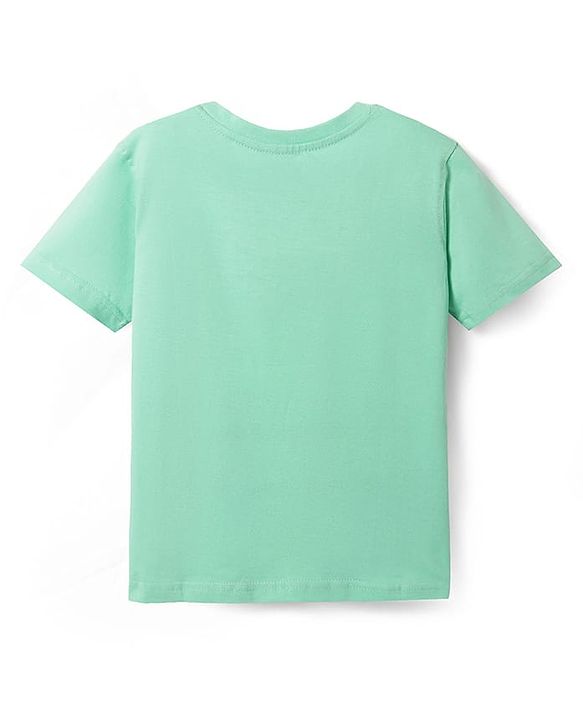 Pine Kids Cotton Knit Half Sleeves T-Shirt with Logo Print - Light Green