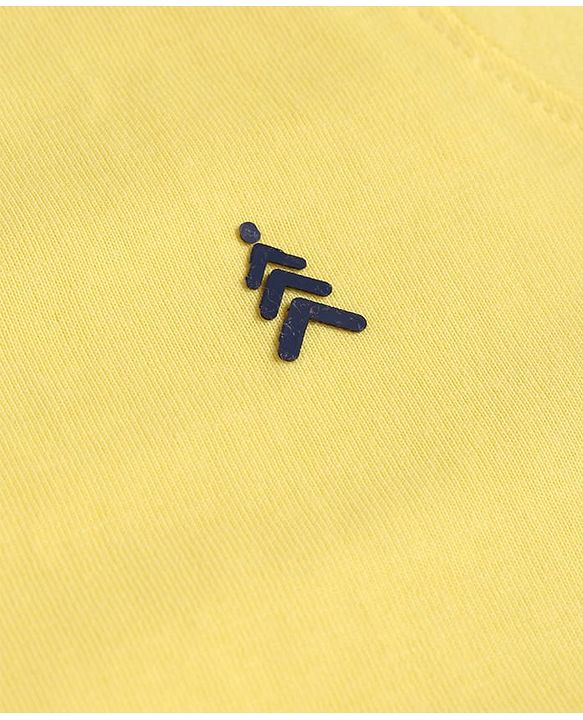 Pine Kids Cotton Knit Half Sleeves T-Shirt with Logo Print - Lemon