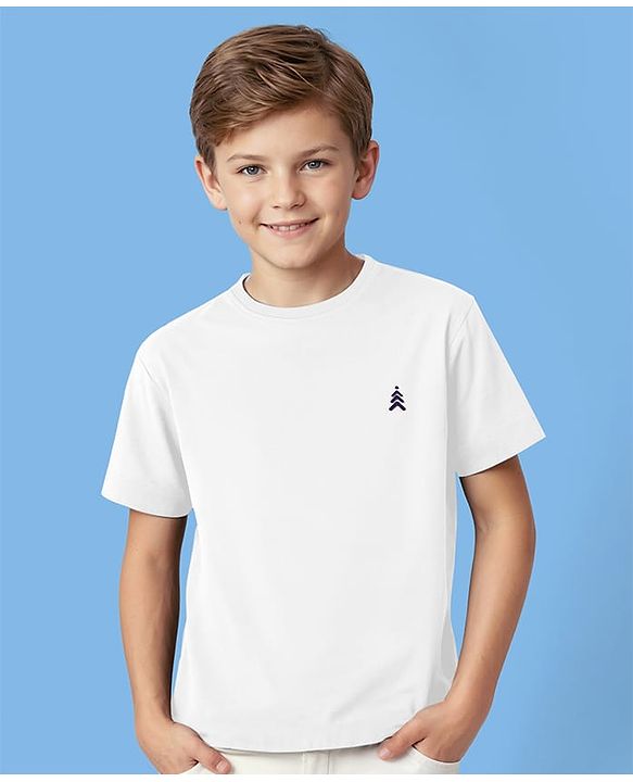 Pine Kids Cotton Knit Half Sleeves T-Shirt with Logo Print - Lemon