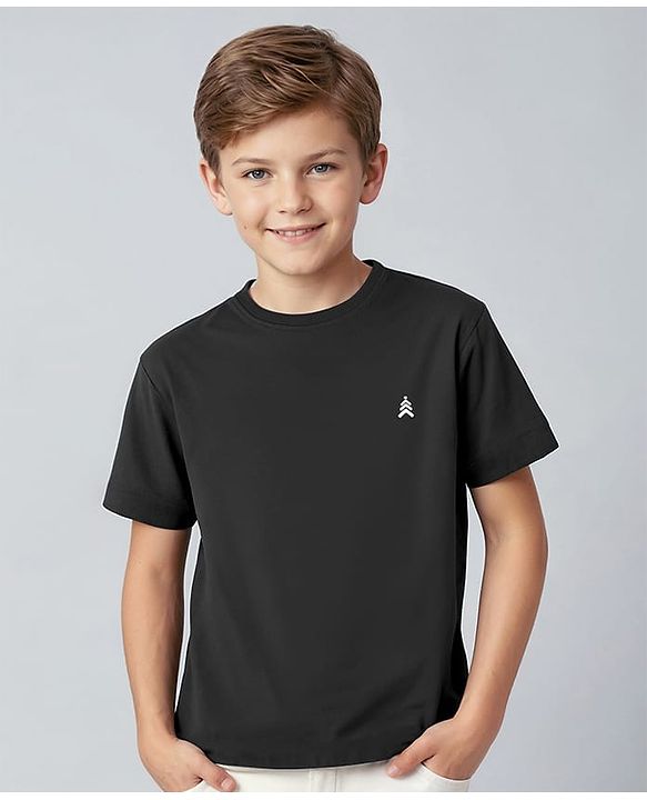 Pine Kids Cotton Knit Half Sleeves T-Shirt with Logo Print - Light Green
