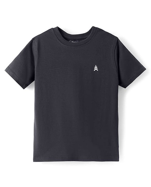Pine Kids Cotton Knit Half Sleeves T-Shirt with Logo Print - Lemon