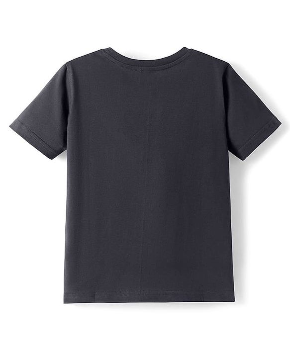 Pine Kids Cotton Knit Half Sleeves T-Shirt with Logo Print - Lemon