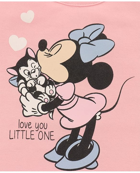 Babyhug Disney Interlock Knit Half Sleeves Onesies with Minnie Mouse Graphics & Frill Detailing Pack of 3 - Pink Blue & White