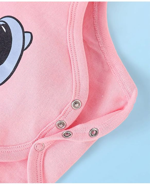 Babyhug Disney Interlock Knit Half Sleeves Onesies with Minnie Mouse Graphics & Frill Detailing Pack of 3 - Pink Blue & White