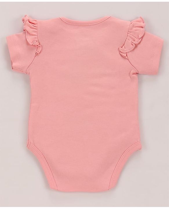 Babyhug Disney Interlock Knit Half Sleeves Onesies with Minnie Mouse Graphics & Frill Detailing Pack of 3 - Pink Blue & White