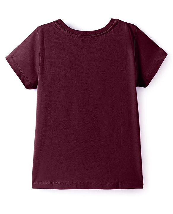 Pine Kids Cotton Knit Half Sleeves T-Shirt with Glitter Text Print - Limegreen