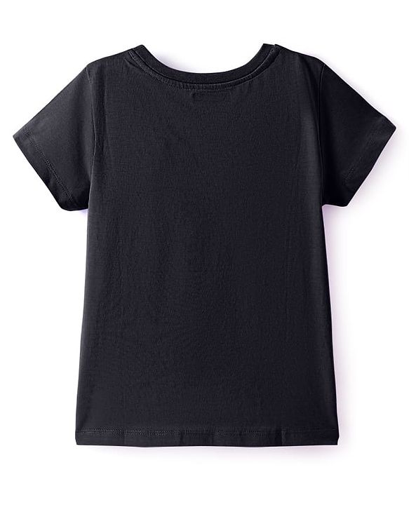 Pine Kids Cotton Knit Half Sleeves T-Shirt with Glitter Text Print - Limegreen