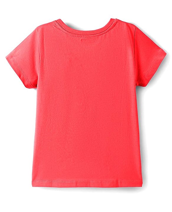 Pine Kids Cotton Knit Half Sleeves T-Shirt with Glitter Text Print - Black
