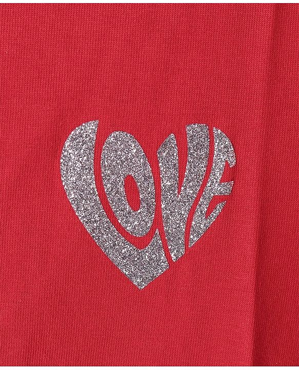 Pine Kids Cotton Knit Half Sleeves T-Shirt with Glitter Text Print - Limegreen