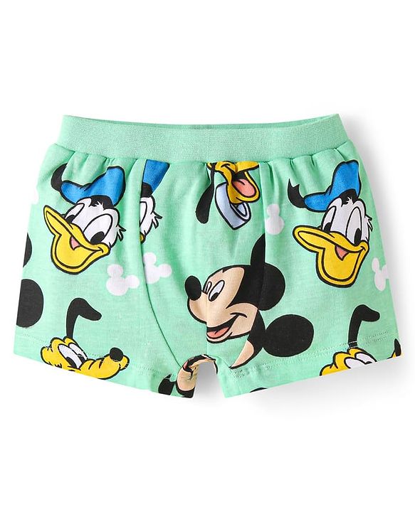 Babyhug Disney Interlock Knit Briefs with Mickey Mouse Graphics Pack of 3 - Yellow Light Green & Light Blue