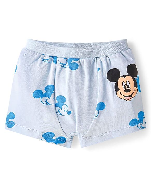 Babyhug Disney Interlock Knit Briefs with Mickey Mouse Graphics Pack of 3 - Yellow Light Green & Light Blue