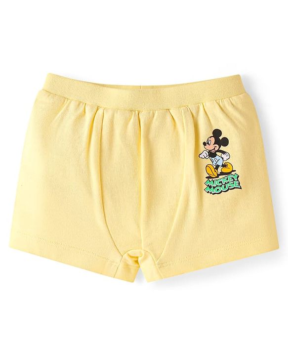 Babyhug Disney Interlock Knit Briefs with Mickey Mouse Graphics Pack of 3 - Yellow Light Green & Light Blue