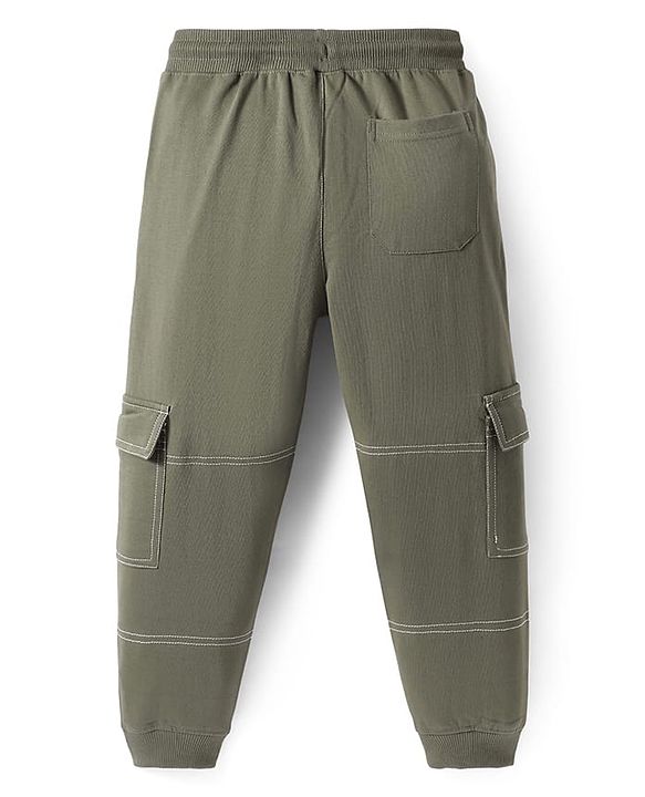 Pine Kids Knit Full Length Solid Lounge Pant with Pocket - Olive Green