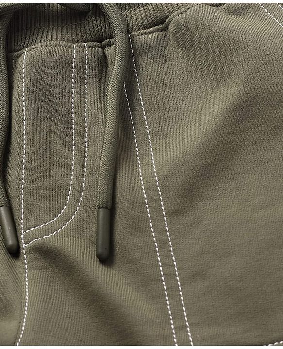 Pine Kids Knit Full Length Solid Lounge Pant with Pocket - Olive Green