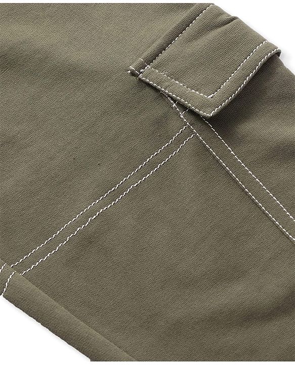 Pine Kids Knit Full Length Solid Lounge Pant with Pocket - Olive Green