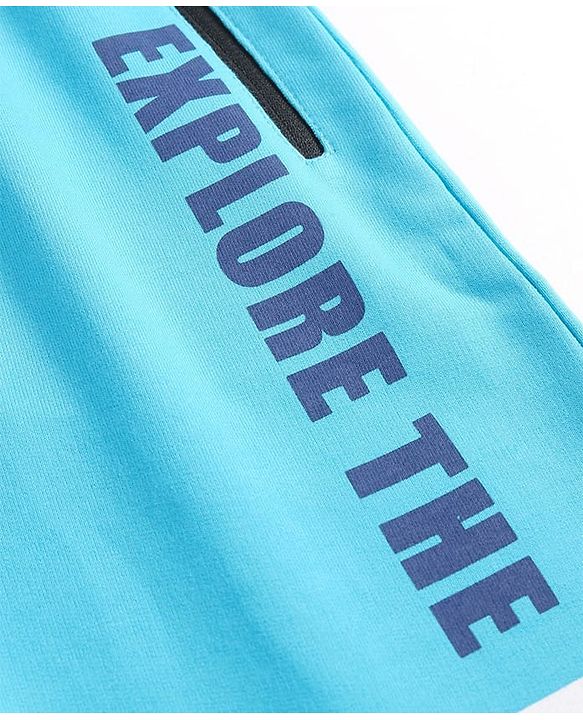 Pine Kids Knit Full Length Lounge Pant with Text Print - Light Blue