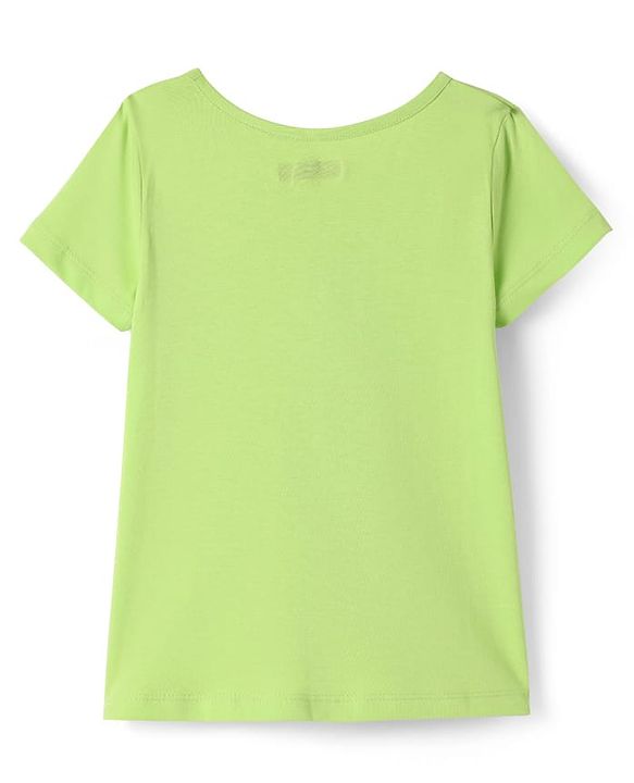 Pine Kids Cotton Knit Half Sleeves Solid T-Shirt & Dungaree with Alphabet Print - Black & Light Green