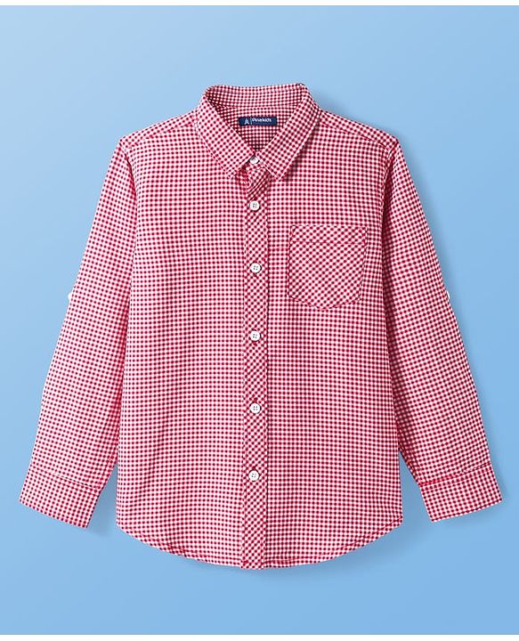 Pine Kids Cotton Woven Full Sleeves Checkered Shirt with Sleeveless T-Shirt